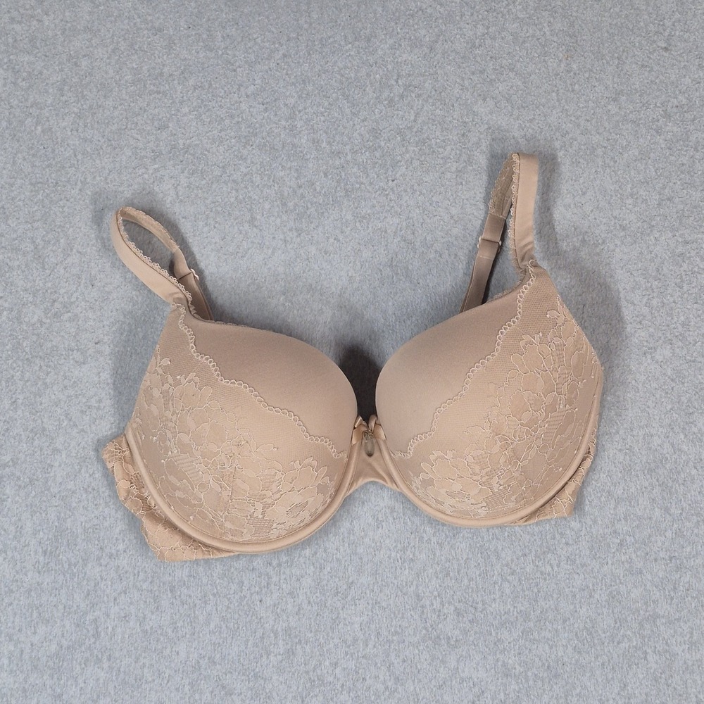Victoria's Secret Women Bra 34DDD Beige Floral Victoria Perfect Shape Adjustable